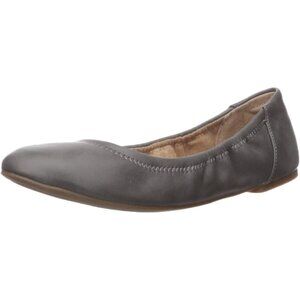 Womens Charcoal Closed Rounded Toe Slip On Low Wedge Heel Ballet Flat Shoes